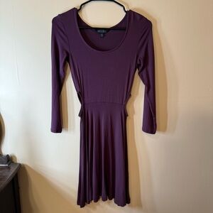 American Eagle Outfitters Purple Fit and Flare Long Sleeve Dress
